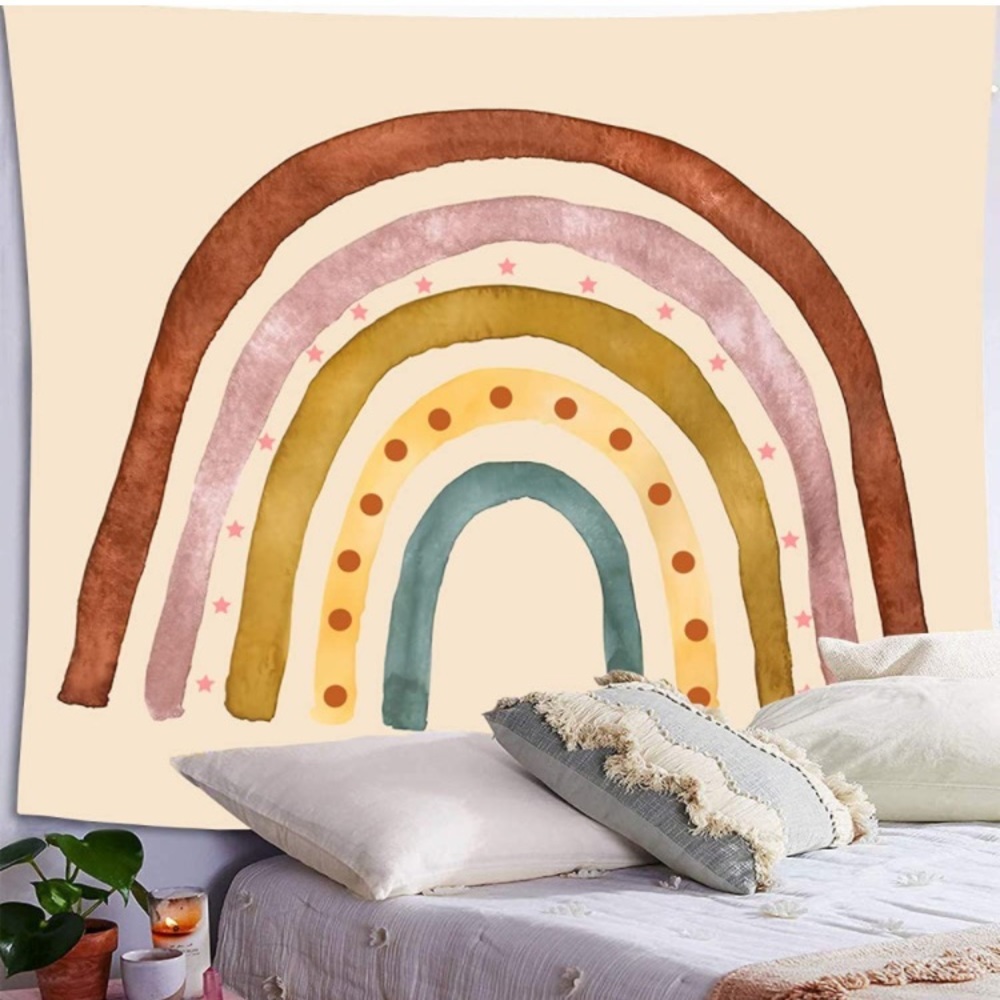 Minimalist Rainbow Painted Bohemian Wall Decor/Art for Outdoor/Indoor/Bedroom - Picture 3 of 6